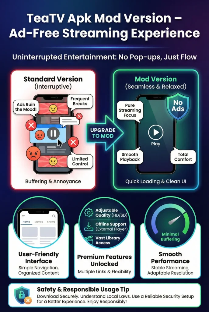 TeaTV Apk Mod Version – Ad-Free Streaming Experience